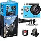 AKASO EK7000 4K30FPS Action Camera - 20MP Ultra HD Underwater Camera 170 Degree Wide Angle 98FT Waterproof Camera with Accessory Kit - Blue