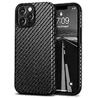 Tasikar Leather Case Compatible with iPhone 13 Pro Case, Carbon Fiber Texture Silicone Bumper Hard Back Cover Protective Phone Case Compatible for iPhone 13 Pro 6.1'' 5G 2021, Black