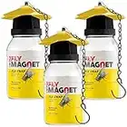 [Set of 3] Reusable Outdoor Fly Traps 32 oz - Fly Magnet Bait Trap - Made in USA - Bundled with 3 Bait Refills and 3 Hanging Chains