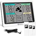 Geevon Weather Stations Wireless Indoor Outdoor Thermometer Multiple Sensors, Digital Weather Thermometer with Large LCD Display, Adjustable Backlight, Dual Alarm Clock and DIY Label Stickers