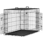 Feandrea Cage pour Chien Pliable avec 2 Portes, Plateau Amovible, 122 x 74,5 x 80,5 cm, Taille XXL, Noir PPD48H