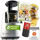 Nutrilovers NUTRI-PRESS NO.1 Slow Juicer Profi Entsafter Max Saftausbeute 3 Siebe Saft, Smoothie, Frucht-Eis Sehr leise & BPA-Frei Entsafter elektrisch Obst Gemüse, Sellerie inkl. Rezeptbuch