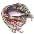 Onwon 50 PCS Mixed Color Leather Lace Plaited Bracelet Cords DIY Jewelry Making Handicrafts Braided Ropes with Lobster Clasps Extended Chain for Wrist Charms Bracelets Jewelry Making