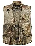 Flygo Men's Fishing Outdoor Utility Hunting Climbing Tactical Camo Mesh Removable Vest with Multi Pocket (Large, Desert)