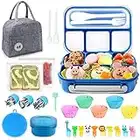 27Pcs Bento Box Kids,XIANKE Lunch Box Kit,1300ML Lunch Container for Kids/Adult/Toddler,Durable Leak-proof Box 4 Compartments with Spoon Fork Bag Accessories,Microwave Dishwasher Freezer Safe,BPA-Fre