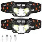 LHKNL Headlamp Flashlight, 1200 Lumen Ultra-Light Bright LED Rechargeable Headlight with White Red Light,2-Pack Waterproof Motion Sensor Head Lamp,8 Modes for Outdoor Camping Running Cycling Fishing