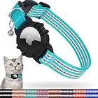 FEEYAR AirTag Cat Collar,Integrated Kitten Collar with Apple AirTag Holder, Reflective GPS Cat Collar with Bell[Teal], Lightweight Tracker Cat Collars for Girl Boy Cats, Kittens and Puppies