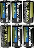 6 Panasonic 3V Lithium CR123A Batteries for Camera, Flashlight (Bulk Packaging)