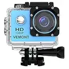 VEMONT Full HD 2.0 Inch Action Camera 1080P 12MP Sports Camera Action Cam Underwater 30m/98ft Waterproof Camera and Mounting Accessories Kit for Diving/Bicycle/Climbing/Swimming etc