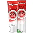 Colgate Max White Ultra Active Foam Teeth Whitening Toothpaste 75ml | whiter teeth in 3 days | enamel safe teeth whitening | teeth stain remover | fluoride white toothpaste | clinically proven