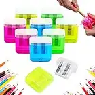 ForTomorrow Manual Pencil Sharpener Bulk - 24 Pack Small Colored Handheld Dual Hole Pencil Sharpeners with Lid for Kids, School Classroom