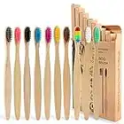 KELYDI Bamboo Toothbrushes with Soft Bristles,10 Packs of Organic Natural Adult Kids Bamboo Soft Toothbrush, Eco-Friendly and Plastic Free Packaging for Family and Travel Gifts (Multicolor)