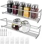 KONKY 2 Pack Soportes para botes de especias, Estanteria Cocina Adhesivo, Organizador de Especias y Hierbas, Spice Rack Especias Poseedor, 29 x 6x 6.5cm, Plata