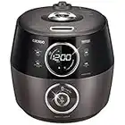 Cuckoo Induction Heating Pressure Rice Cooker – 18 Built-in Programs Including Glutinous, Sushi, Porridge, Yogurt, Cheese, and More, Made in Korea, Gray/Black, 10 Cups, Brown Leather