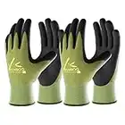 COOLJOB Gardening Gloves for Women and Men, 2 Pairs Bamboo Garden Gloves with Touchscreen, Breathable Nitrile Coated Work Gloves, Green, Medium Size (2 Pairs, M)