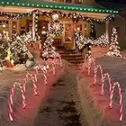 LAMPHOME 17''160 LED (10x16LED) Twinkle Arch Lawn Stake Light , Set of 10 Candy Cane Arch Outdoor Christmas Pathway Markers (RED+White)