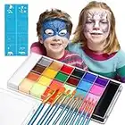 Lictin Face Bodypainting Farben Set 26 Wasserlösliche Farbe, Karnevalsschminke Kinderschminke Set Körperfarben Set,Theaterschminke Tattoo Farbe Palette