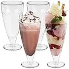 HEFTMAN Ice Cream Sundae Glasses - Set of 4 Tall 350ml Milkshake Glasses with Classic, Clear Design - Retro American Diner Style Knickerbocker Glory Glasses, Dishwasher Safe Dessert Glasses (4 Pack)