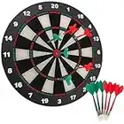 YBCPACK 16.4 Inch Safety Dart Board Safety Dart Set with 6 Soft Tip Darts for Children and Adults, Office and Family Time 