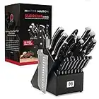 19-Piece Premium Kitchen Knife Set with Wooden Block | Master Maison German Stainless Steel Cutlery with Knife Sharpener & 8 Steak Knives