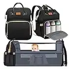 KUWANI Diaper Bag Backpack, Multifunction Travel Baby Changing Bags for Dad/Mom, Large Unisex Waterproof Diaper Backpack with Stroller Straps, Baby Registry Search(Black)