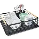 Nestling Dish Drainer,Stainless Steel Dish Drying Rack,Kitchen Cutlery Drainer With Cutlery Basket And Removable Drip Tray