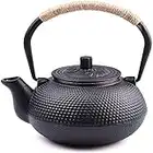 SUSTEAS Japanese Tetsubin Tea Kettle Cast Iron Teapot with Stainless Steel Infuser Black 650ml