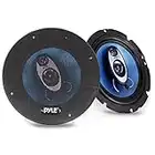 Pyle 6.5" Three-Way Sound Speaker System - 180 W RMS/360W Power Handling w/ 4 Ohm Impedance and 3/4'' Piezo Tweeter for Car Component Stereo, Round Shaped Pro Full Range Triaxial Loud Audio -PL63BL,Blue