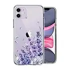 KEXAAR iPhone 11 Case, iPhone 11 Cute Case with Flowers, Purple Lavender Flowers Design for Girls Woman, Clear Floral Pattern Hard Back Soft Bumper Shockproof Skin Cover Phone Case (Lavender 11)