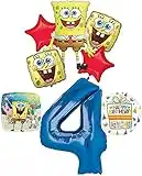Sponge bob 4th Birthday Party Supplies and Balloon Bouquet Decorations