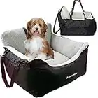 Small Dogs Car Seat Under 25,Fully Detachable and Washable Ultra Soft Car Travel Bed, with Clip-on,Two Portable Handle and Storage Pockets Puppy Dog Booster Seats,Portable Dog Car Travel Carrier Bed