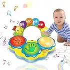 CORLOU Portable Musical Drums Piano Musical Instrument Baby Toys 6 to 12 Months Early Education Music/Lights/Funny Sounds Toys for 1 2 3 4 Year Old Boys Girls Toddlers Kids