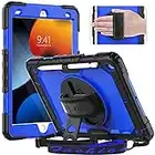 Timecity iPad 9th/ 8th / 7th Generation Case 10.2 inch Full-Body Protective Case with Screen Protector 360° Rotatable Stand with Hand/Shoulder Strap for iPad 9/8/7 Gen 2021~2019, Dark Blue