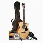 Yamaha FGX800C Solid Top Folk Acoustic-Electric Guitar - Natural with Hard Case and Accessories Bundle