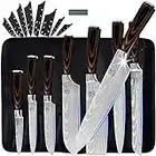 XYJ Stainless Steel Kitchen Knives Set 8 Piece Chef Knife Set with Carry Case Bag & Sheath Well Balance Ergonomic Handle