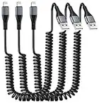 Coiled Lightning Cable 6FT, [Apple MFi Certified] iPhone Charger Cord for Car, 3Pack 6Foot USB to Lightning Charging Cable for iPhone 14/13/12/11/Pro Max/Mini/XS/XR/X/8/7/6S/Plus, iPad/iPod/Carplay