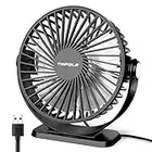 TriPole Small Desk Fan USB Powered Portable Fan 3 Speeds Strong Airflow Mini Fan 360°Rotation Personal Fan 5.1 Inch Table Fan for Home Office Bedroom Desktop, Black, 4.9ft Cable