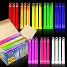 PartySticks Glow Sticks Party Supplies for Kids and Adults 25pk - 6 Inch Bulk Glow Light Up Sticks Party Favors, Glow in the Dark Party Decorations, Waterproof Nontoxic Glow Necklaces