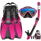 Arlierss Gafas de Buceo y Máscara de Buceo y Tubo y Aletas de Buceo, Snorkel Set para Adulto Juego de Aletas, Máscara y Aletas, Set de Snorkel para Mujeres Y Hombres