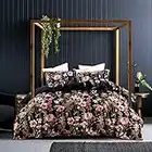 GETIANN Black Floral Duvet Cover Set Full/Queen Comforter Cover Set 90"x90" 3 Pieces Bedding Soft Lightweight Bedding (Black Floral, Full/Queen)