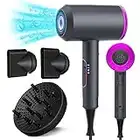 Professional Hair Dryer,JIAABCHOMO 2000W Powerful Ionic Hairdryer with Diffuser Blow Dryer with 2 Speeds, 3 Heating and Cool Button for Women Man Home Travel Salon Curly and Straight Hair