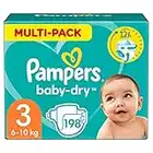 Pampers Windeln Größe 3 (6-10kg) Baby-Dry, Midi, MONATSBOX, bis zu 12 Stunden Rundum-Auslaufschutz, 198 Stück