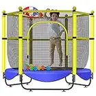 Asee'm 60" Trampoline for Kids with Net - 5 FT Indoor Outdoor Toddler Trampoline with Safety Enclosure for Fun, Toddler Baby Small Trampoline Birthday Gifts for Kids, Gifts for Boy and Girl, Age 1-8