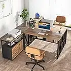 Tribesigns Office Desk with Drawers, 55 inches L Shaped Computer Desk with Storage Shelves and Mobile File Cabinet, Executive Desk for Home Office Furniture Sets (Rustic)