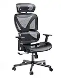 NOBLEWELL Ergonomic Office Chair, High Back Office Chair, Mesh Computer Chair with Lumbar Support, 3D Armrest, Double Backrest and Adjustable Headrest