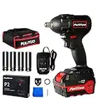 PULITUO Brushless Impact Wrench 1/2 inch, 300 ft-lb (400 N.m) Electric Impact Gun, 20V Electric Impact Driver with 4.0AH Li-Ion Battery and Fast Charger, 8 Pcs Kit, Led Light