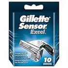 Gillette Sensor Excel, Confezione da 10 Lamette da Barba di Ricambio, Rivestimento in Cromo per Lame che Durano a Lungo