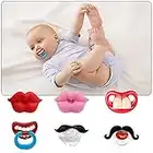 Upriver 6Pack Baby Funny Pacifier Cute Kissable Lips and Gentleman Mustache Teeth Pacifier, Soft Silicone for Babies and Toddlers Shower Gift Unisex-BPA Free…