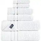 Hammam Linen White Bath Towels Set 6-Piece Original Turkish Cotton Soft, Absorbent and Premium Towel for Bathroom and Kitchen 2 Bath Towels, 2 Hand Towels, 2 Washcloths