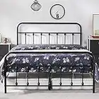 YAHEETECH Heavy Duty Classic Black Bed Frame Platform with Headboard and Footboard Strong Slat Support/No Box Spring Needed/Underbed Storage Queen Size